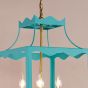 Jinele 4 Light Lantern Satin Eau De Nil Blue and Natural Brass