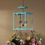 Jinele 4 Light Lantern Satin Eau De Nil Blue and Natural Brass