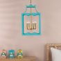 Jinele 4 Light Lantern Satin Eau De Nil Blue and Natural Brass