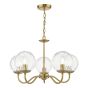 Jocelyn 5 Light Armed Pendant Natural Brass and Glass