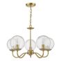 Jocelyn 5 Light Armed Pendant Natural Brass and Glass