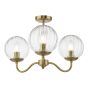 Jocelyn 3 Light Semi-Flush Natural Brass and Glass