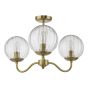 Jocelyn 3 Light Semi-Flush Natural Brass and Glass