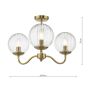 Jocelyn 3 Light Semi-Flush Natural Brass and Glass