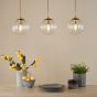 Jocelyn 3 Light Bar Pendant Natural Brass and Glass
