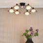 Kadience 6 Light Semi-Flush Satin Black and Smoked Glass