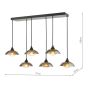 Kadience 6 Light Bar Pendant Satin Black and Smoked Glass