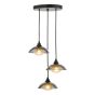 Kadience 3 Light Cluster Pendant Satin Black and Smoked Glass