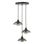 Kadience 3 Light Cluster Pendant Satin Black and Smoked Glass