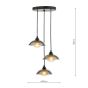 Kadience 3 Light Cluster Pendant Satin Black and Smoked Glass