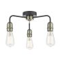 Kiefer 3 Light Flush Black & Antique Brass