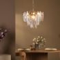 Kimmia 6 Light Pendant Natural Brass and Textured Glass