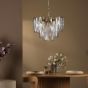 Kimmia 6 Light Pendant Natural Brass and Textured Glass