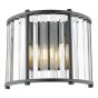 Kiran 2 Light Wall Light Satin Black and Crystal