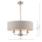 Laura Ashley Sorrento 3 Light Pendant Satin Nickel With Natural Shade