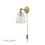 Laura Ashley Callaghan Plugged Wall Light Antique Brass Ribbed Glass