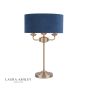 Laura Ashley Sorrento 3 Light Table Lamp Antique Brass & Blue Shade