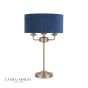 Laura Ashley Sorrento 3 Light Table Lamp Antique Brass & Blue Shade