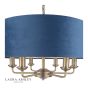 Laura Ashley Sorrento 6 Light Pendant Matt Antique Brass & Blue Shade