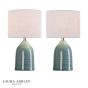 Laura Ashley Penny Twin Pack Table Lamp Blue Ceramic and Polished Chrome With Shade