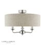 Laura Ashley Sorrento 3 Light Semi-Flush Satin Nickel and Natural With Shade
