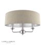 Laura Ashley Sorrento 3 Light Semi-Flush Satin Nickel and Natural With Shade