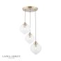 Laura Ashley Whitham 3 Light Cluster Pendant Antique Brass and Ribbed Glass