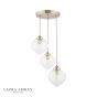 Laura Ashley Whitham 3 Light Cluster Pendant Antique Brass and Ribbed Glass