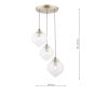 Laura Ashley Whitham 3 Light Cluster Pendant Antique Brass and Ribbed Glass