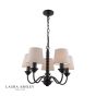 Laura Ashley Norbury 5 Light Armed Pendant Matt Black With Shade