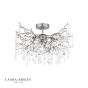 Laura Ashley Willow 3 Light Semi-Flush Satin Pewter and Crystal