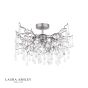 Laura Ashley Willow 3 Light Semi-Flush Satin Pewter and Crystal
