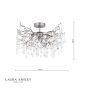 Laura Ashley Willow 3 Light Semi-Flush Satin Pewter and Crystal