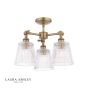 Laura Ashley Callaghan 3 Light Semi-Flush Matt Antique Brass and Ribbed Glass