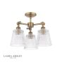 Laura Ashley Callaghan 3 Light Semi-Flush Matt Antique Brass and Ribbed Glass