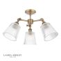 Laura Ashley Callaghan 3 Light Semi-Flush Matt Antique Brass and Ribbed Glass