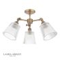 Laura Ashley Callaghan 3 Light Semi-Flush Matt Antique Brass and Ribbed Glass