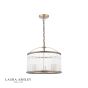 Laura Ashley Sutton 3 Light Pendant Matt Antique Brass and Ribbed Glass