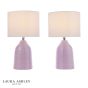 Laura Ashley Penny Twin Pack Table Lamp Purple Ceramic and Polished Chrome With Shade