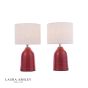 Laura Ashley Penny Table Lamp Red Ceramic and Polished Chrome With Shade (Twin Pack)