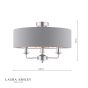 Laura Ashley Sorrento 3 Light Semi-Flush Polished Nickel With Charcoal Shade