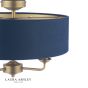 Laura Ashley Sorrento 3 Light Semi-Flush Matt Antique Brass With Blue Shade