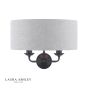 Laura Ashley Sorrento 2 Light Wall Light Matt Black With Natural Shade