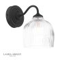 Laura Ashley Charissa Bathroom Wall Light Matt Black and Ribbed Glass IP44