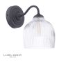 Laura Ashley Charissa Bathroom Wall Light Matt Black and Ribbed Glass IP44