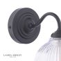 Laura Ashley Charissa Bathroom Wall Light Matt Black and Ribbed Glass IP44