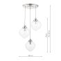 Laura Ashley Whitham 3 Light Cluster Pendant Polished Nickel and Ribbed Glass