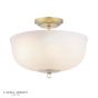 Laura Ashley Cossington 2 Light Semi-Flush Matt Antique Brass and White Marble Effect Glass