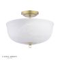 Laura Ashley Cossington 2 Light Semi-Flush Matt Antique Brass and White Marble Effect Glass