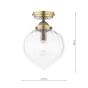 Laura Ashley Whitham Bathroom Ceiling Light Antique Brass and Ribbed Glass IP44